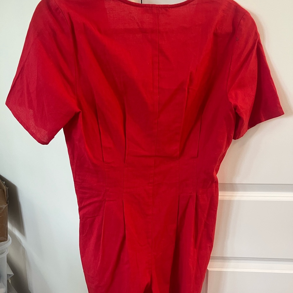 Red Button-Front Romper - Picture 7 of 8